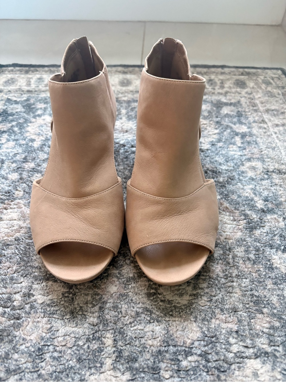 Naturalizer Nude Open-Toe Wedge Booties